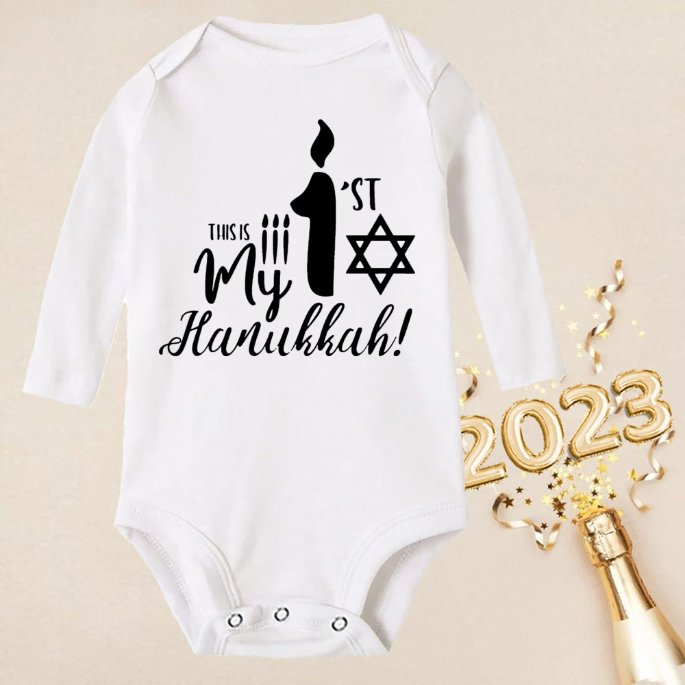Mi primer Body para bebé de Hanukkah, ropa para niña y niño, pelele para niño pequeño, trajes de regalo para el primer Hanukkah para recién nacido, mono infantil de manga larga - imagen 4