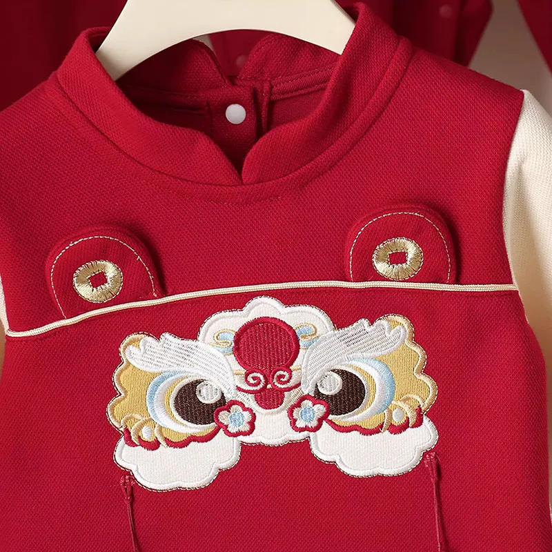 Conjunto bebé manga larga – Rojo con dibujos animados primavera otoño - imagen 5