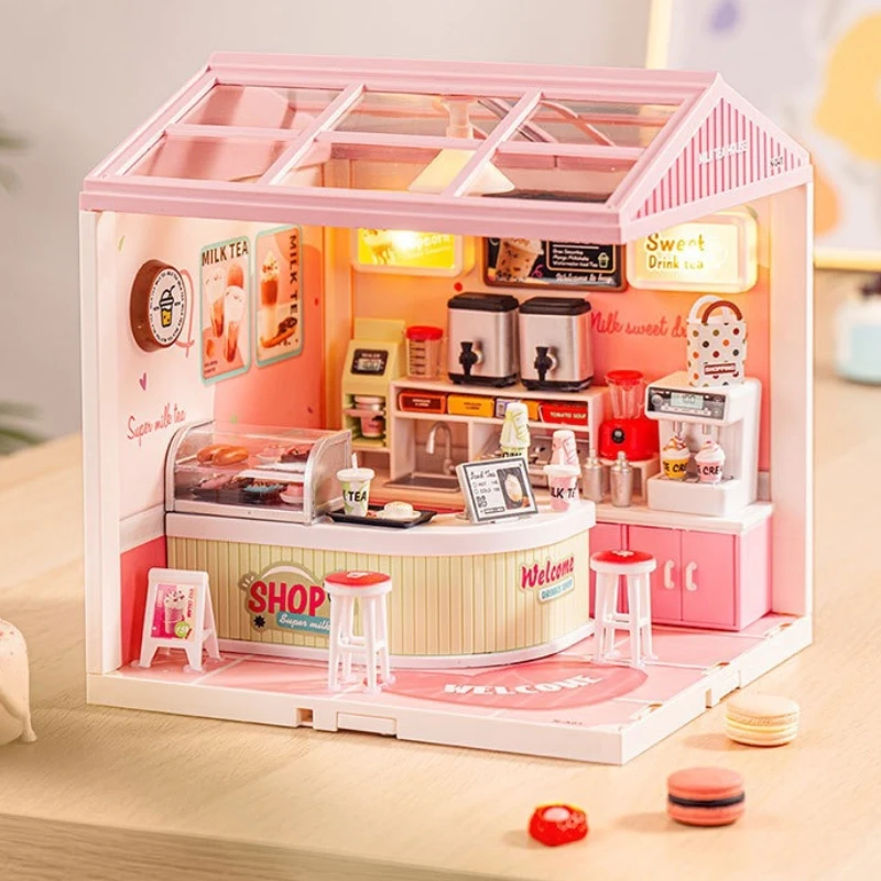 DIY dibujos animados Super World niños artesanía casa iluminación bloques de construcción escena montaje casa en miniatura juguetes regalos - imagen 4