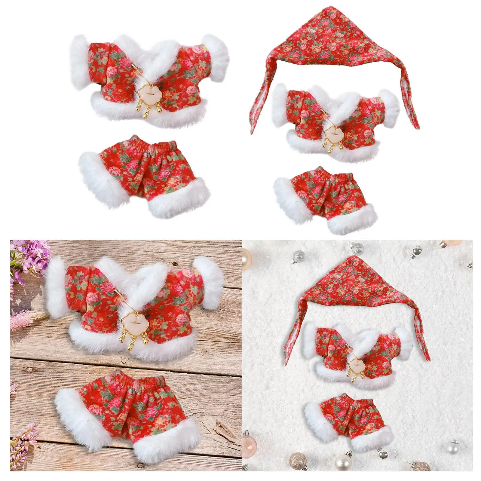 Cotton Doll Clothes Classic Tang Suit Doll Accessories Clothing Dress up Dress up Outifit Cute Doll Top and Pants for 17cm