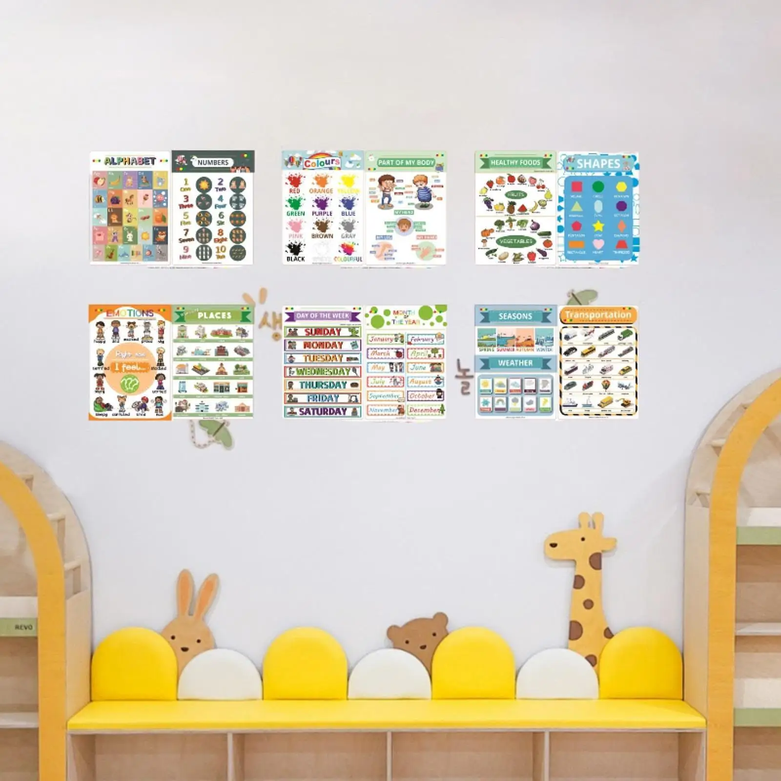 12Pcs Educational Posters Learning Posters Wall Charts Multipurpose Kindergarten