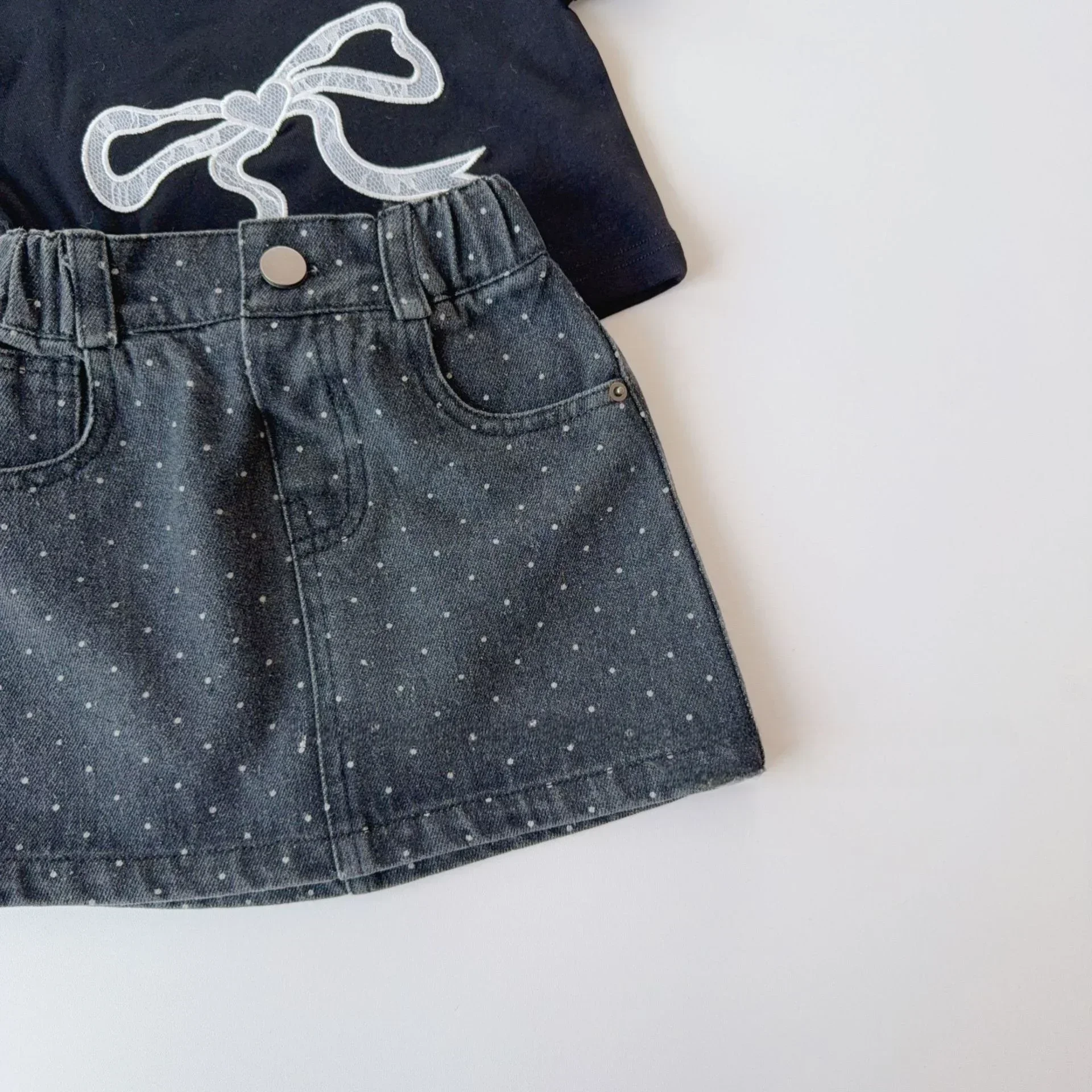 MILANCEL, nuevos pantalones cortos vaqueros de verano para niños de 2 a 8T, Falda corta con puntos bonitos para niñas, pantalones ajustados de amor para niños - imagen 4