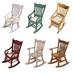 Mecedora en miniatura para casa de muñecas, taburete de madera, muebles de juguete, accesorios de decoración, 1/12