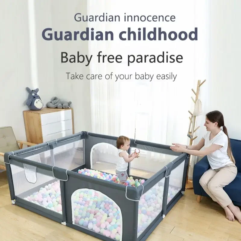 IMBABY Parque de juegos grande para bebés, piscina de bolas para niños, valla de seguridad para bebés, valla verde para bebés con puerta simple y doble, 150x180cm - imagen 3