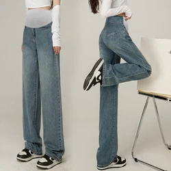Pantalones vaqueros premamá de pierna ancha y cintura alta