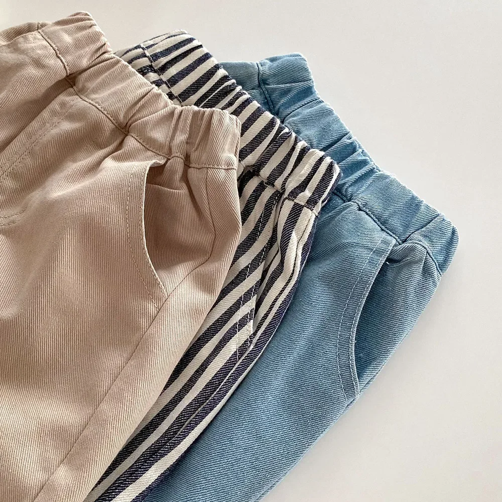 Pantalones informales a rayas para niños de 0 a 5 años, pantalones de moda para niñas y niños, pantalones vaqueros lisos para niños, novedad de primavera - imagen 5