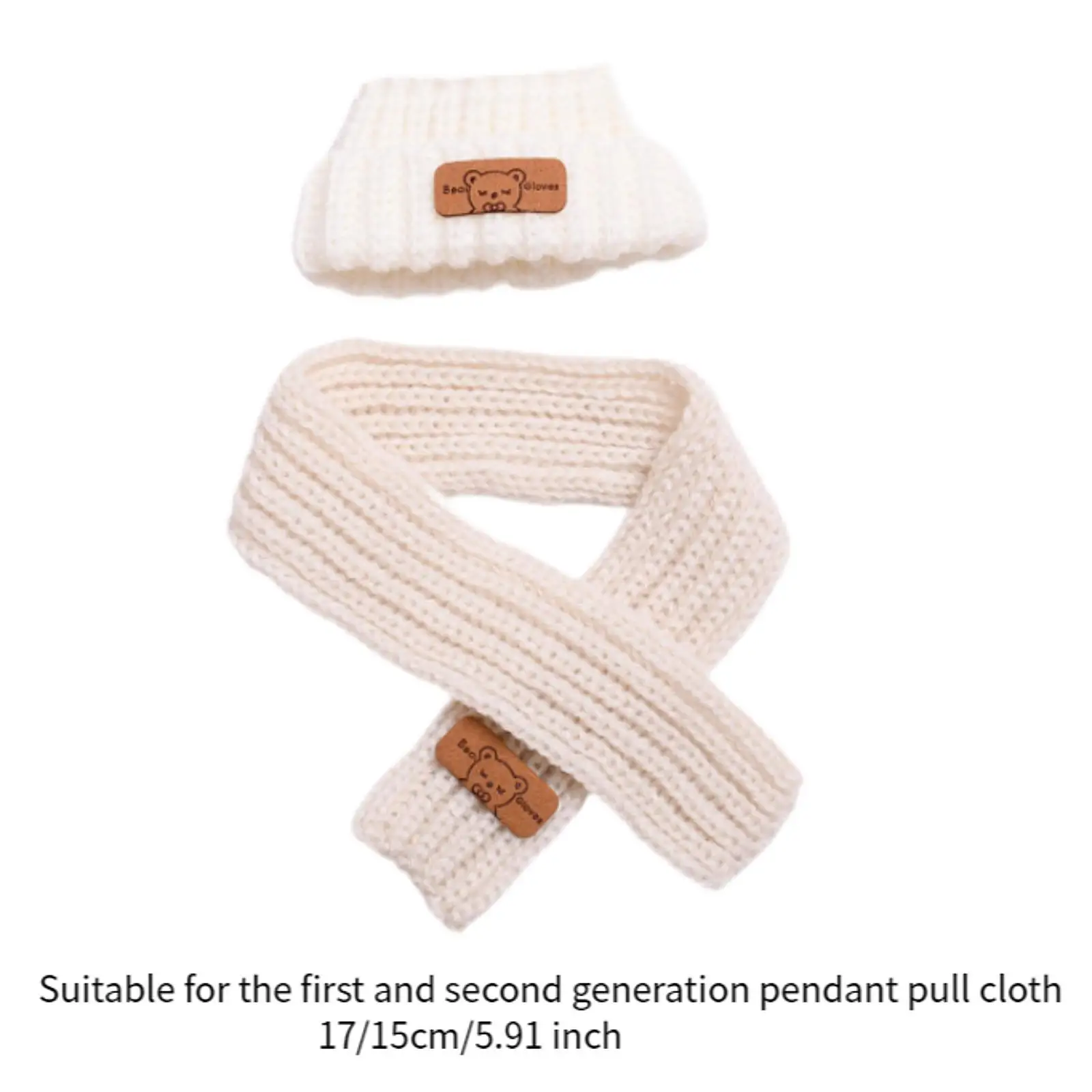 2 Pieces Girl Doll Clothes Cartoon Hat and Scarf Set Winter Autumn Mini Doll Clothing Doll Outifits for 15/17 cm Plush Doll