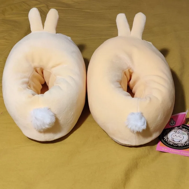 Sanrio Chiikawa zapatillas moda pareja Otoño e Invierno hogar interior antideslizante zapatos de suela gruesa engrosamiento zapatillas de felpa cálidas - imagen 5