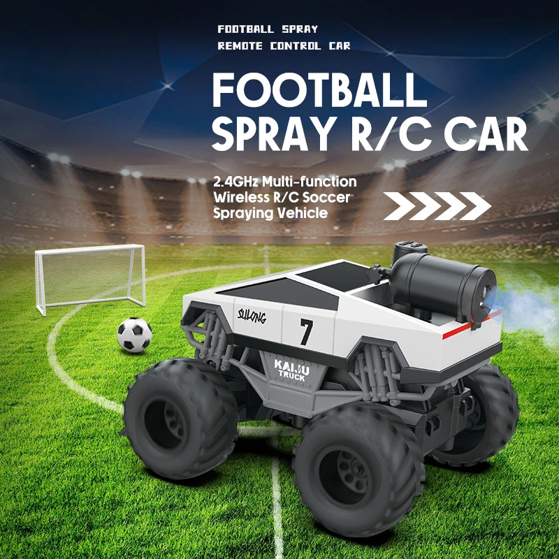 Coche RC Push Football 2,4G 1:24, juguete con pulverizador ligero, coche de Control remoto inalámbrico, portería de fútbol todoterreno, juguetes de fiesta para niños, Navidad - imagen 5