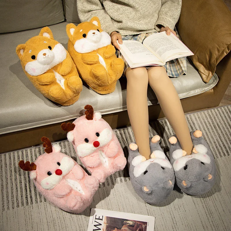 Zapatillas de casa mullidas con conejo y perro de dibujos animados - imagen 2