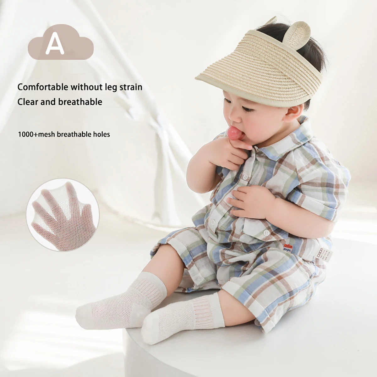 4 par/set de calcetines medios de malla de retales de Color sólido para bebé, calcetines elásticos de verano para recién nacidos, calcetines de algodón sin hueso para niños y niñas de 0 a 12 años, nuevo - imagen 2