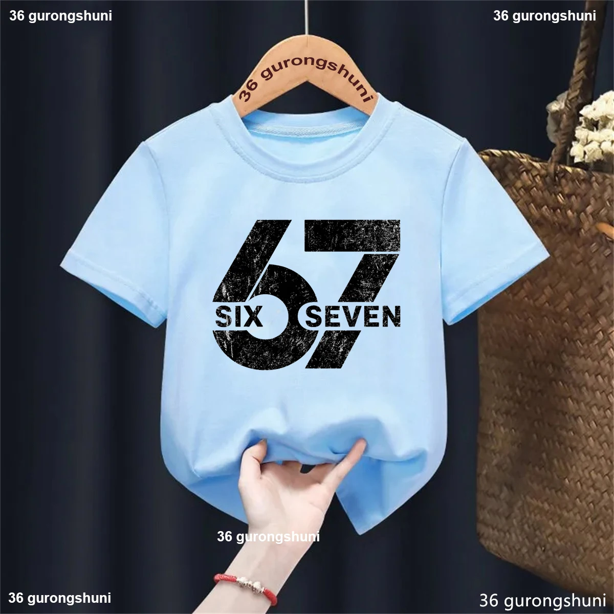 Camiseta con estampado de Six Seven Meme para niñas y niños, ropa Kawaii para niños, camiseta Harajuku, camiseta fresca de manga corta, ropa para niños 67 - imagen 4