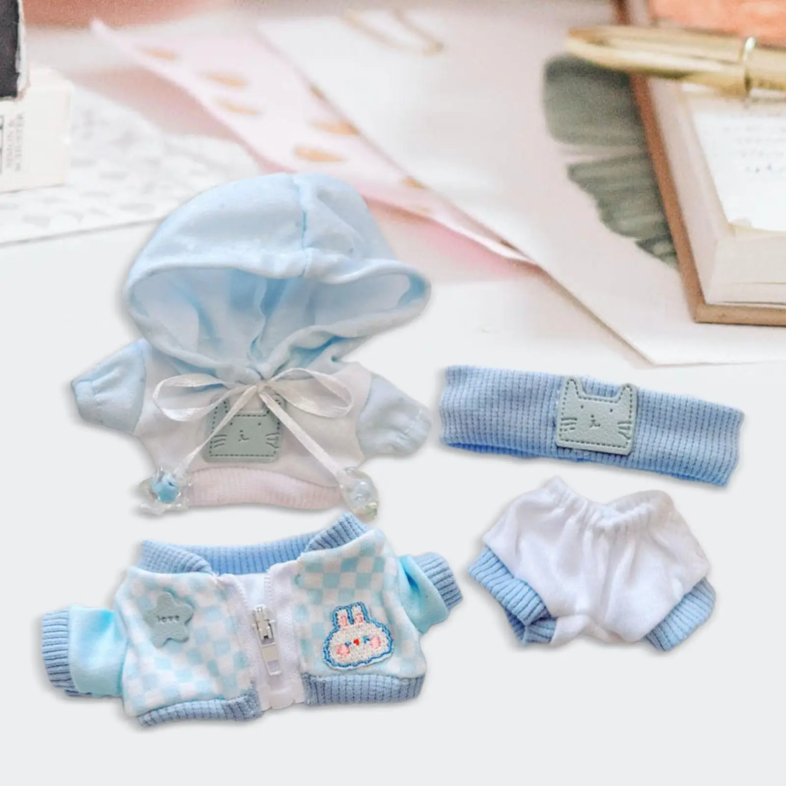 4 Pieces Plush Doll Sweatshirt Sets Make Your Own Dolls for Kids DIY Accessories Flexibility Cute Clothes suits for 15cm Doll