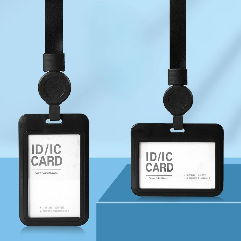 Soporte para credenciales, tarjetero retráctil negro, cordones extraíbles, tarjeta de identificación, insignia de negocios, suministros escolares de lujo