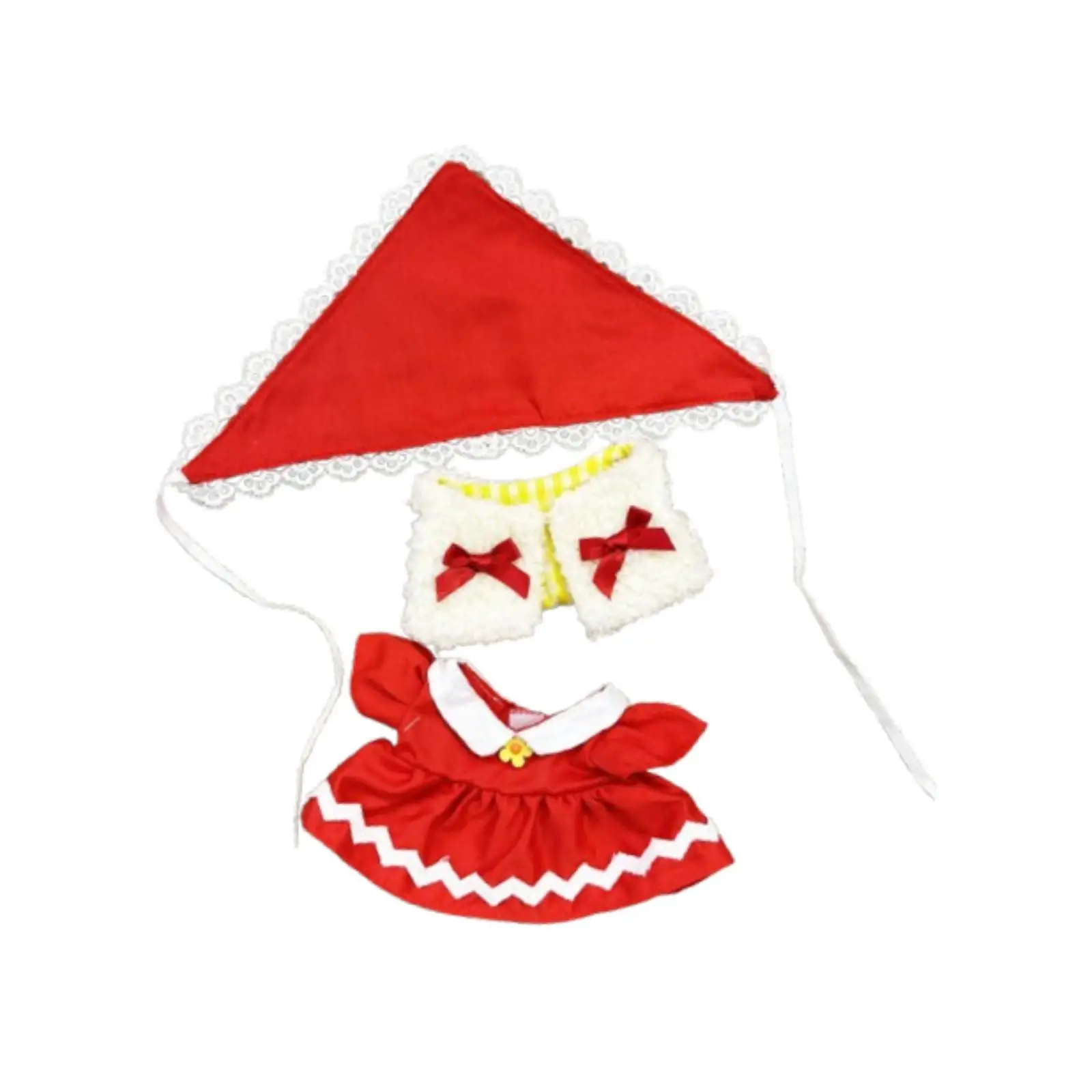 20cm Plush Doll Clothes DIY Fashion Dress up Cute Little Red Riding Hood Set
