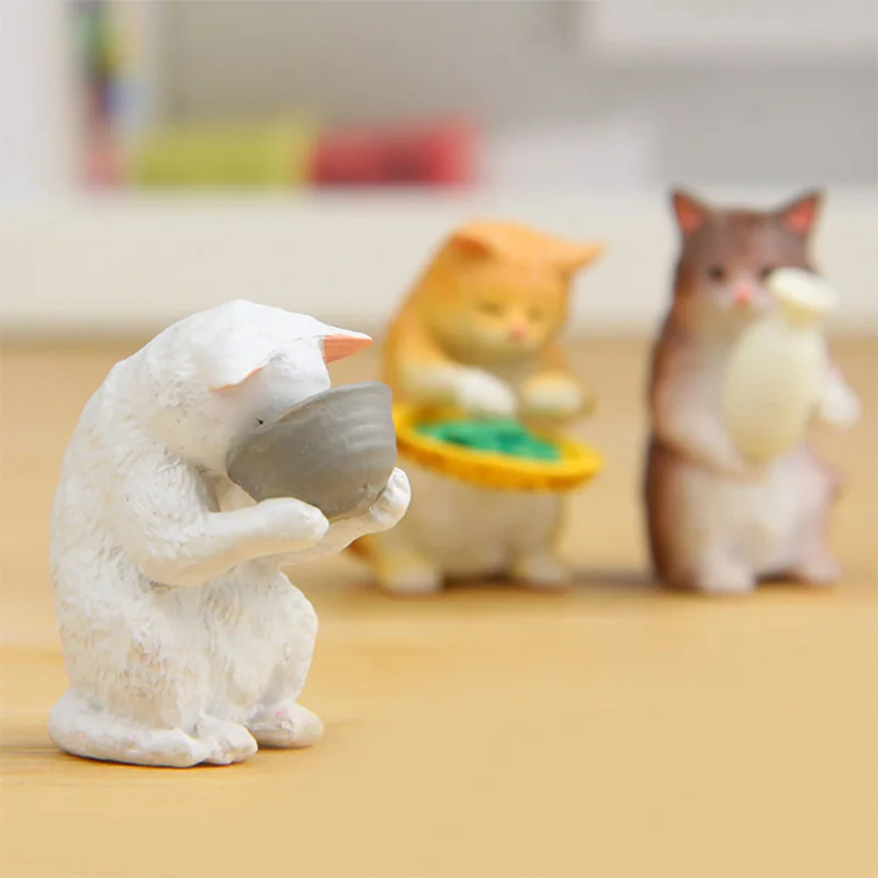 Lifestyle gato bebida figuras en miniatura gatito miniatura figuritas decoración del hogar mini Jardín de hadas animales adornos artesanía de resina - imagen 2