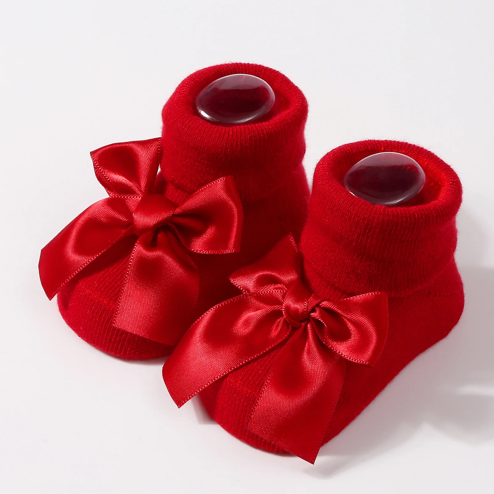 Calcetines bonitos de punto con lazo para recién nacido, medias suaves y antideslizantes para bebé, calcetines de suelo tejidos para niña y niño - imagen 3