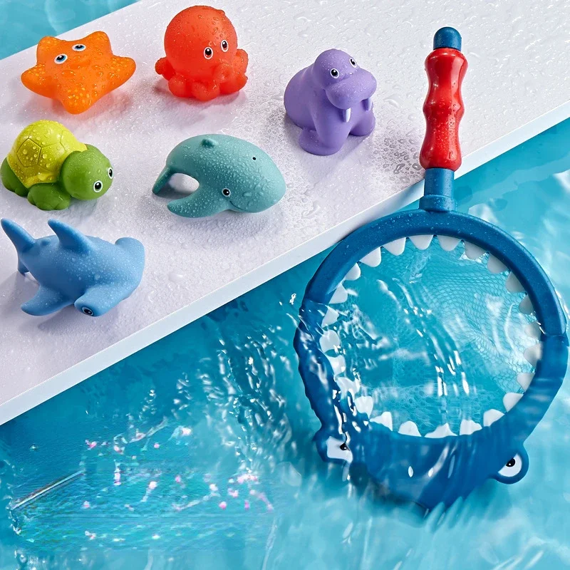 Juguetes de baño de animales para niños y niñas, juguetes flotantes de agua, Sensor de goma suave, juego de Ducha - imagen 4