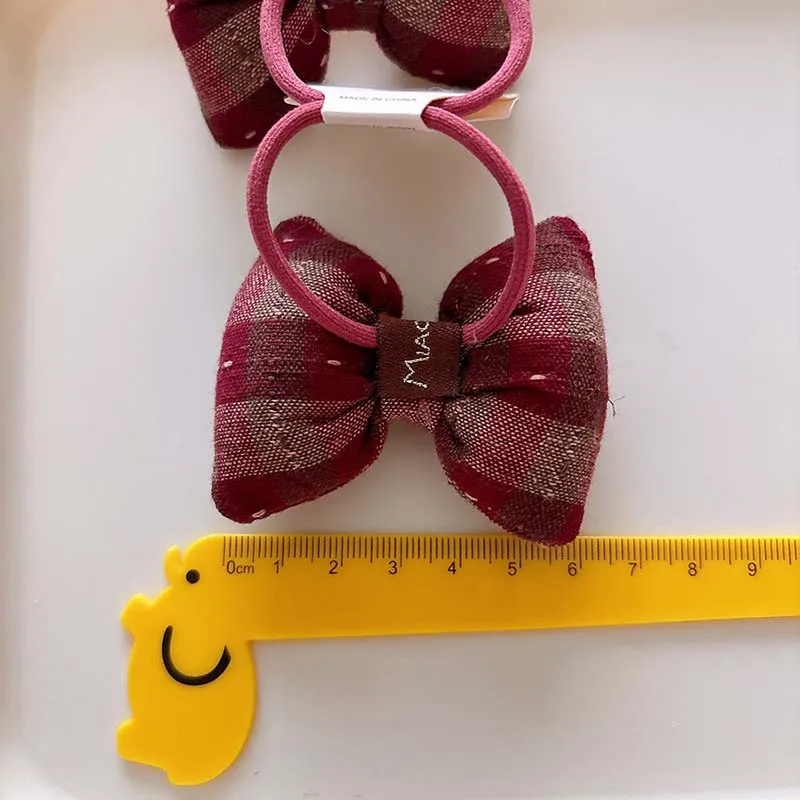 Bandas elásticas rojas vintage para el pelo de niña hechas a mano - imagen 5