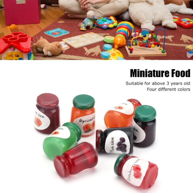 8 Uds Mini mermeladas 1:12 simulación escena en miniatura modelos accesorios para casa de muñecas para mayores de 3 años - imagen 5