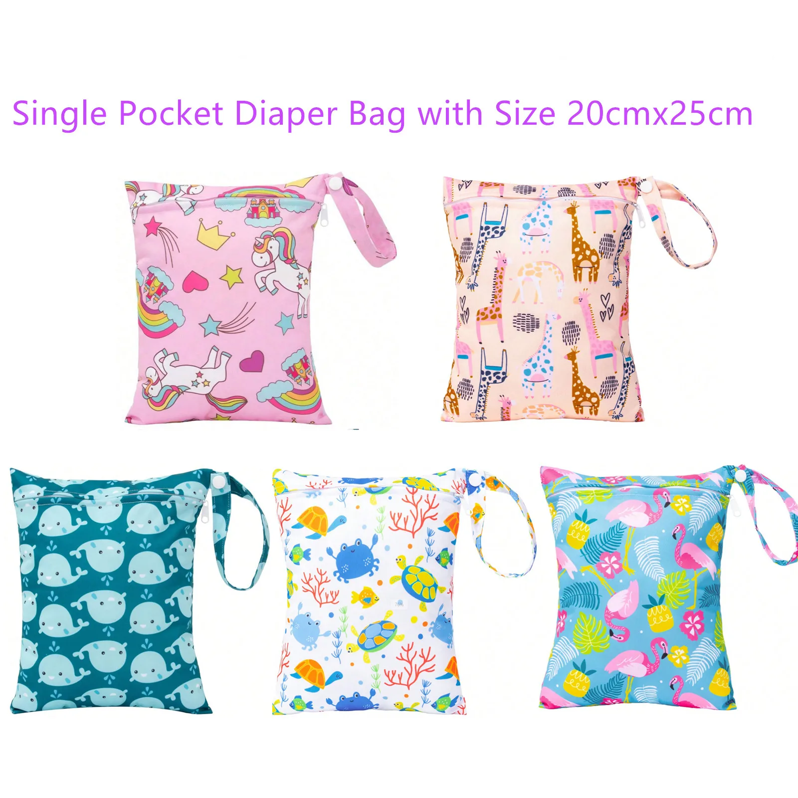 Bolsa de pañales de un solo bolsillo reutilizable y portátil de 20x25CM, Mini bolsa de pañales impermeable, bolsa de tela multiusos para pañales - imagen 3