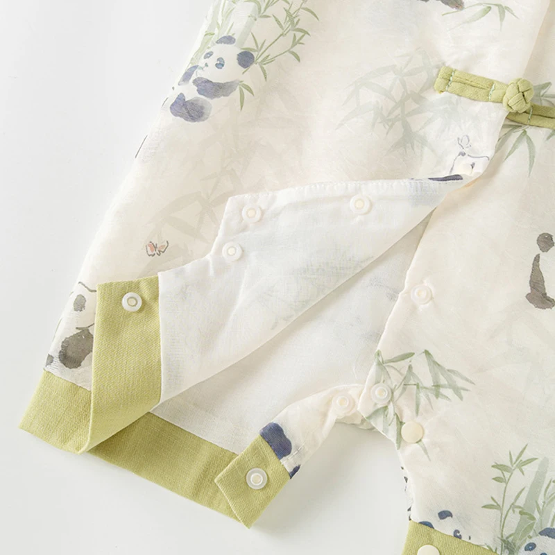 Ropa de verano para recién nacido, monos de manga corta con dibujos de Panda, estilo chino, BC400 - imagen 5