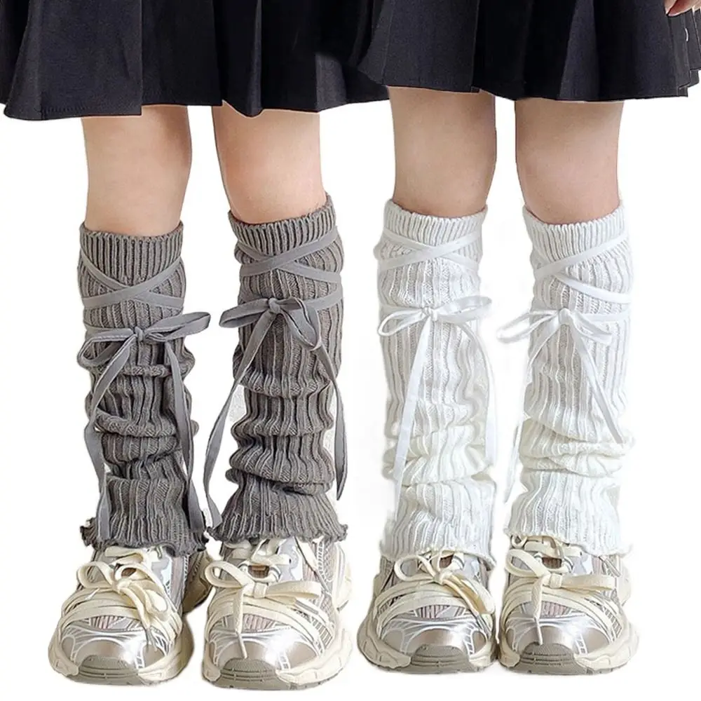 Calentadores de piernas de encaje de Color sólido de estilo coreano, cubierta de pie con adorno de encaje tejido, calcetines elásticos de estilo Lolita, ropa para niños