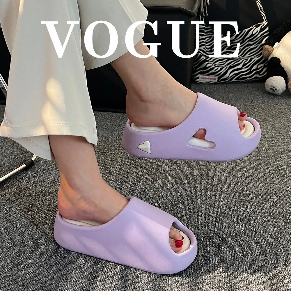 Zapatillas de verano para mujer, suela gruesa, zapatos para el suelo del hogar, sandalias de playa antideslizantes con recortes de EVA suave para interior y baño para niñas - imagen 3