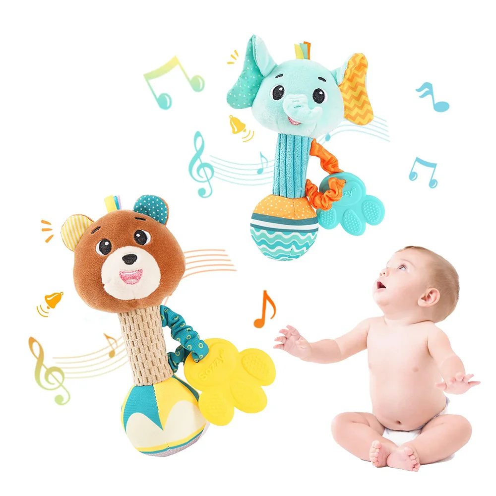 Sonajeros para bebé en peluche suave – Agarre de mano sensoriales