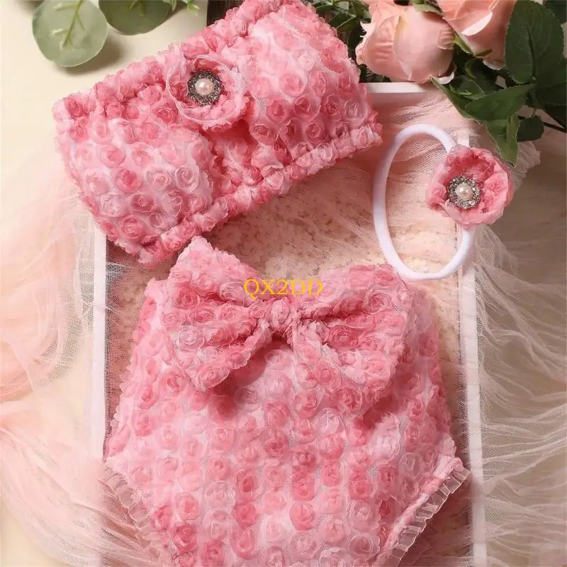 QX2D Encantador conjunto turbante y bombachos para bebé captura momentos dulces con estilo para bebés