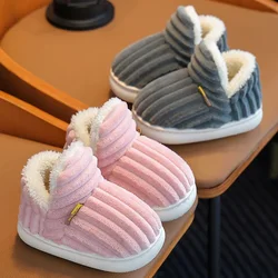 Zapatillas de casa felpa a rayas con suela antideslizante
