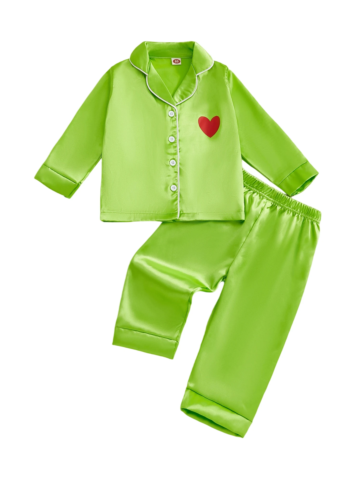 Pijama de satén navidad niño con corazones