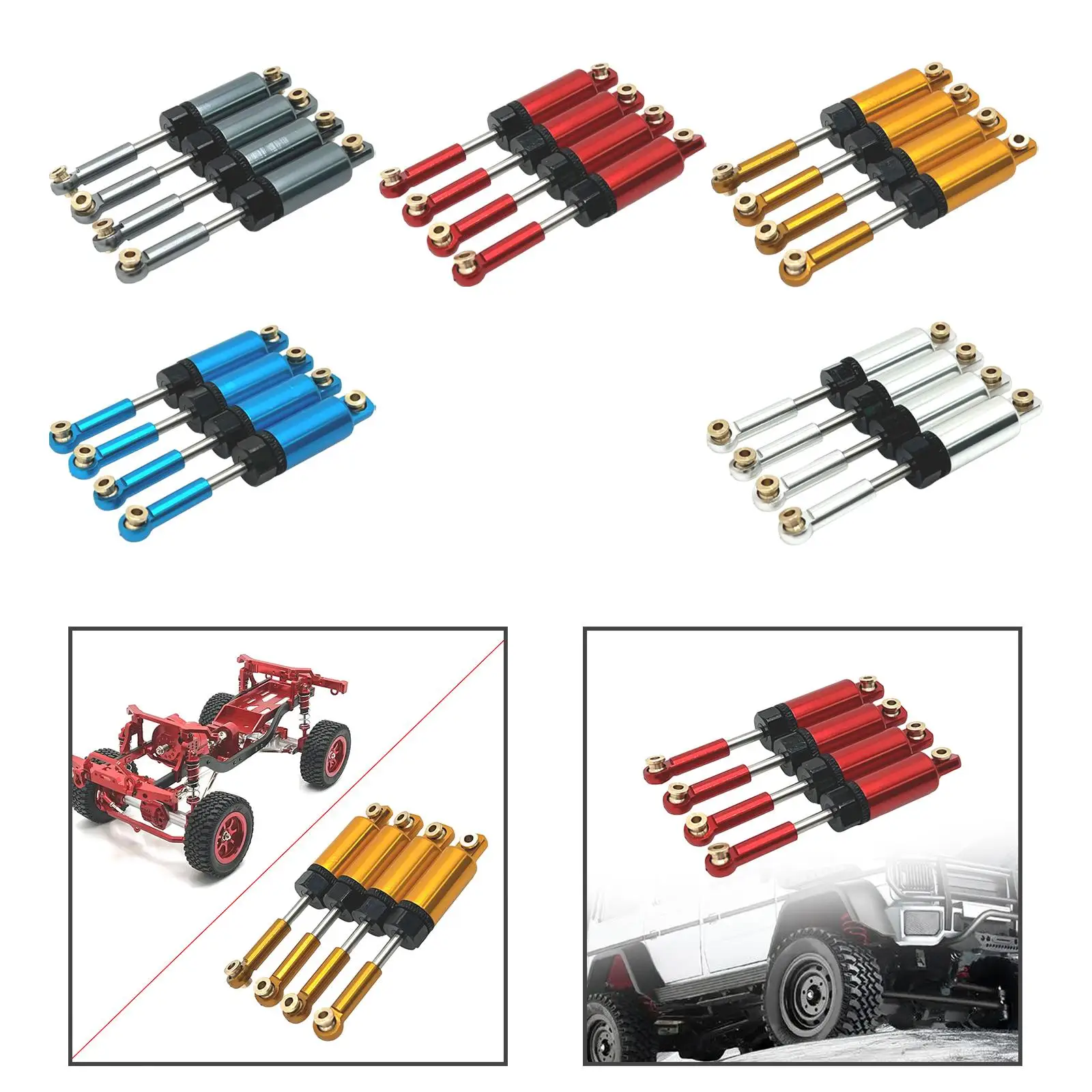 4 Pieces RC Hydraulic Shock Absorber Internal Spring Replacement Accessories RC Damper 70mm for 14303 1:14 Scale Replace