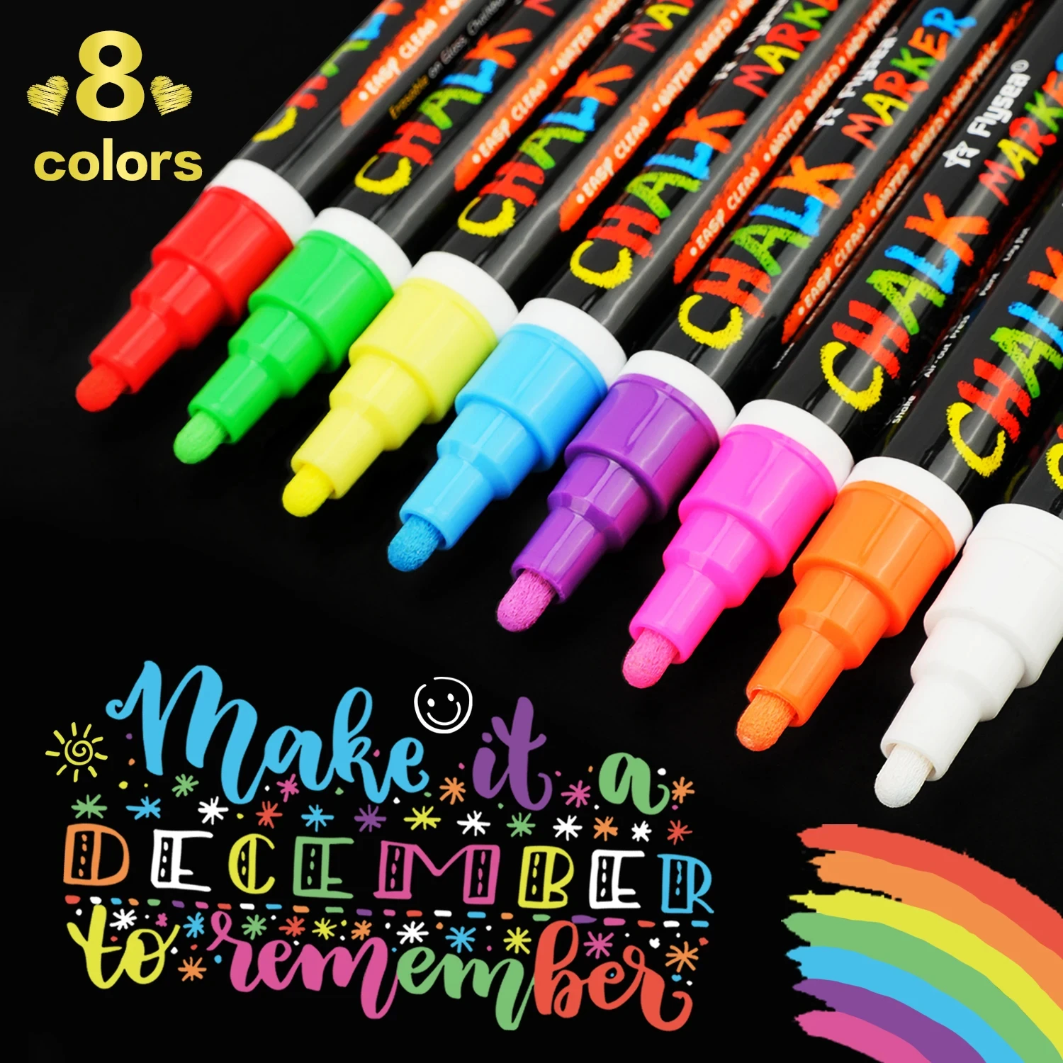 8 unids/set rotuladores de tiza líquida resaltadores multicolores borrables tablero de escritura LED arte de ventana de vidrio 8 rotuladores de colores