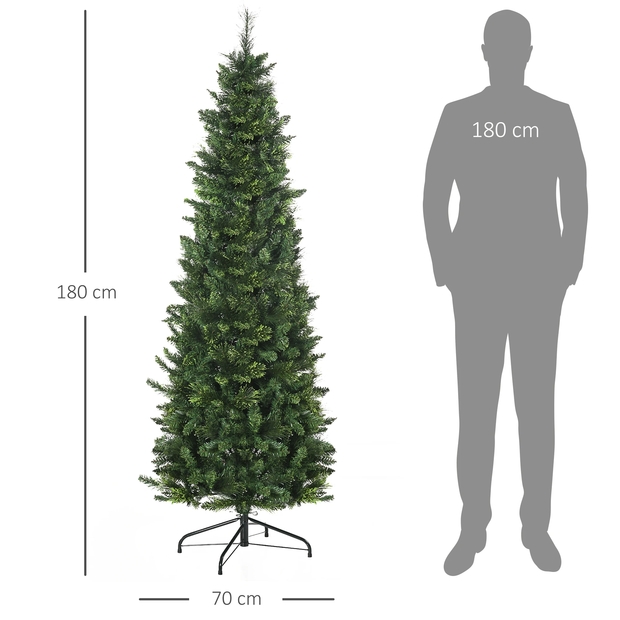 HOMCOM Árbol de Navidad Artificial de 180 cm Árbol Navideño con 618 Ramas Agujas de Pino Apertura Automática y Base Plegable de Acero Ø70x180 cm Verde - imagen 3
