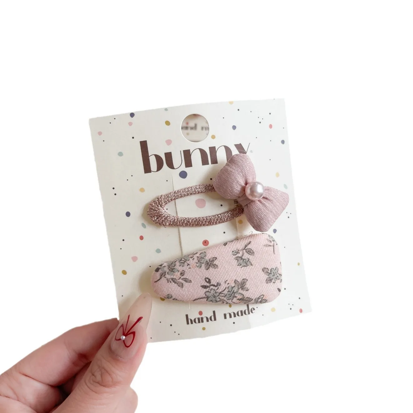 Clip de pelo geométrico rosa coreano para niñas, Clip BB de cabeza de princesa dulce de tela, Clip de peinado lateral para el cabello Floral de cinco estrellas para niños - imagen 5