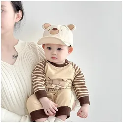 Gorra de béisbol de estilo coreano para bebé, sombrero de sol de oso de dibujos animados para niño pequeño, gorra de algodón ajustable para niños y niñas, novedad de 2026