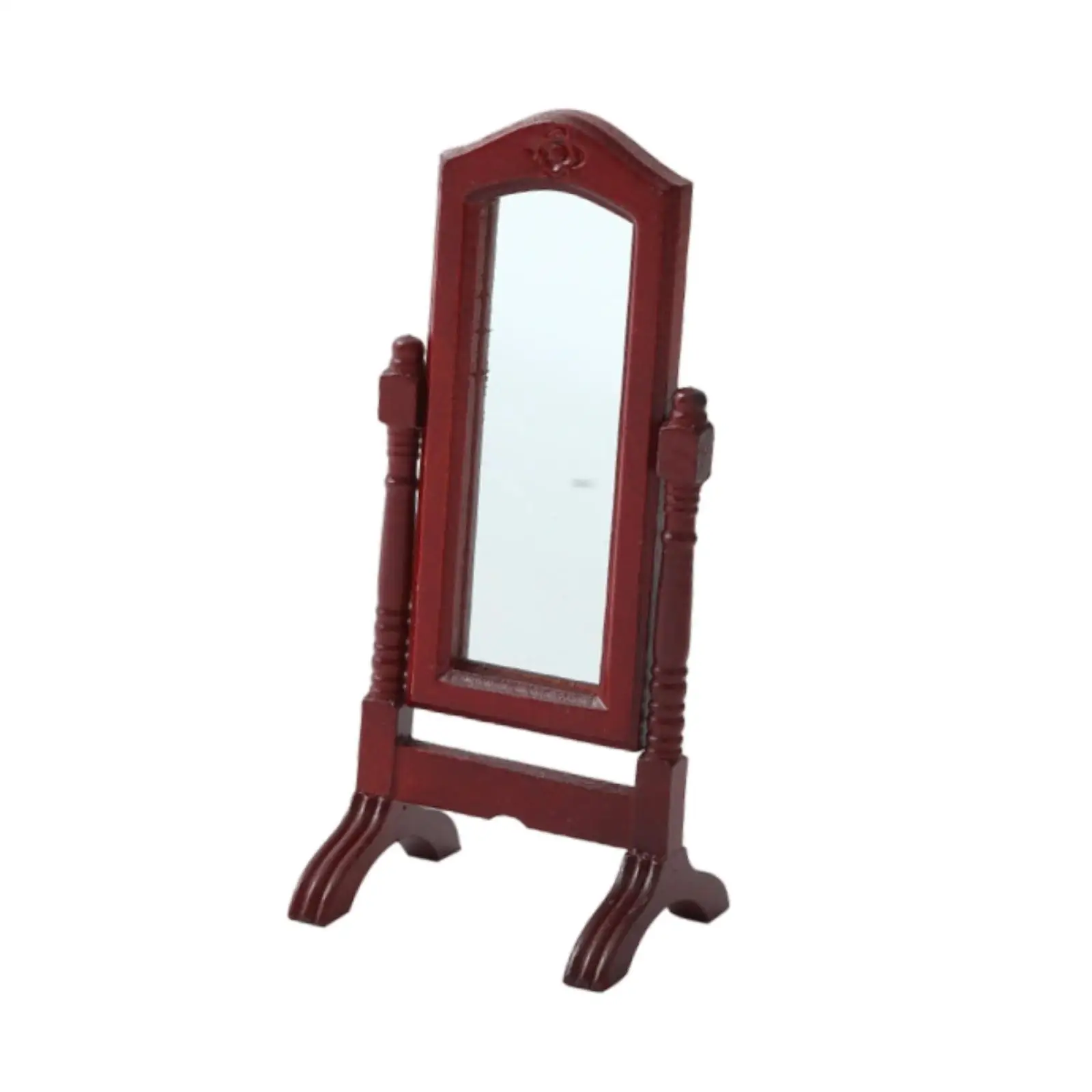 Dollhouse Miniature Dressing Mirror, Wooden 1:12 Scale Doll House Accessories