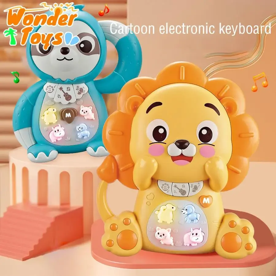 Piano educativo para bebés con león animado y sonidos musicales - imagen 2