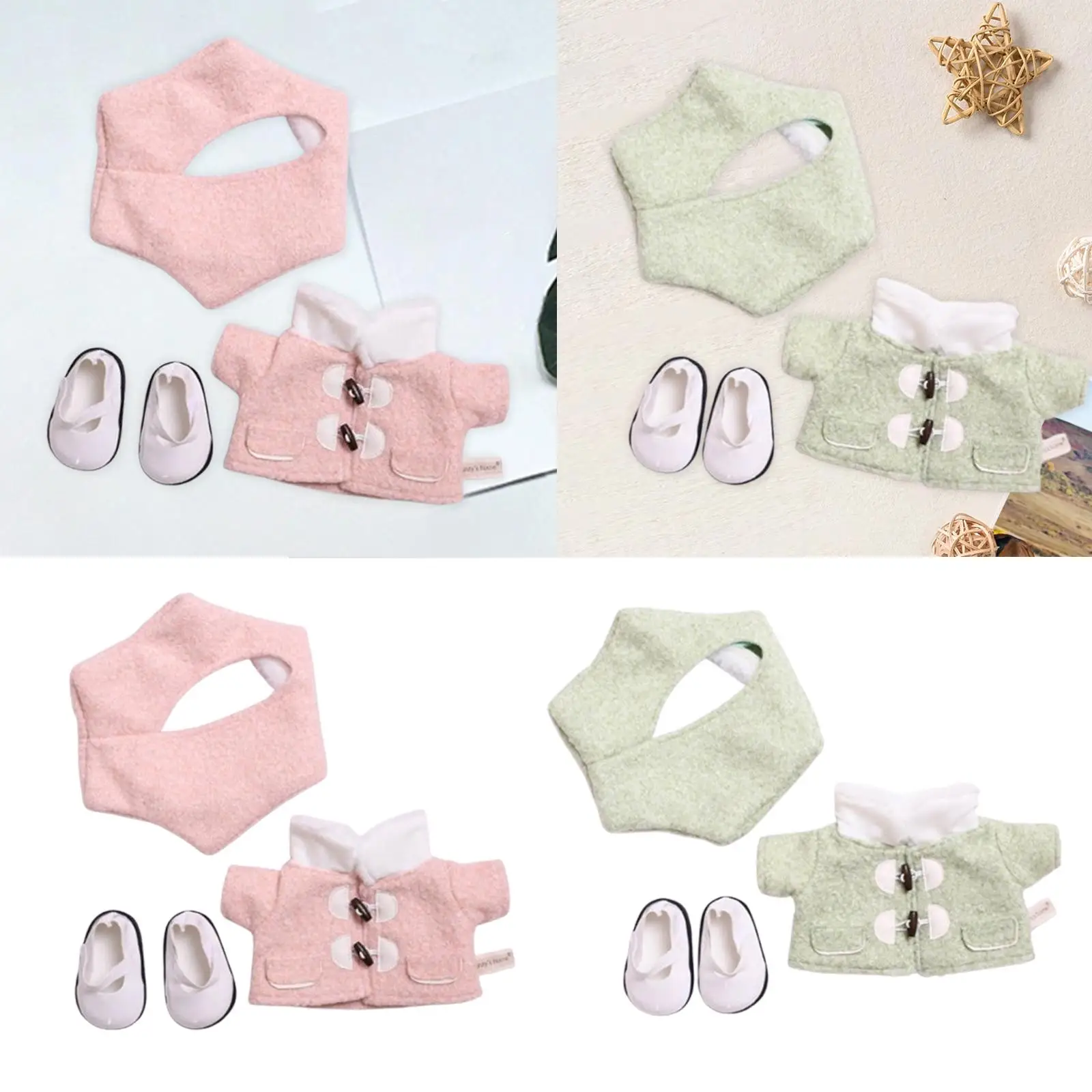 Stuffed Doll Coat Headwear and Shoes DIY Photo Props Costumes for 38cm Dolls