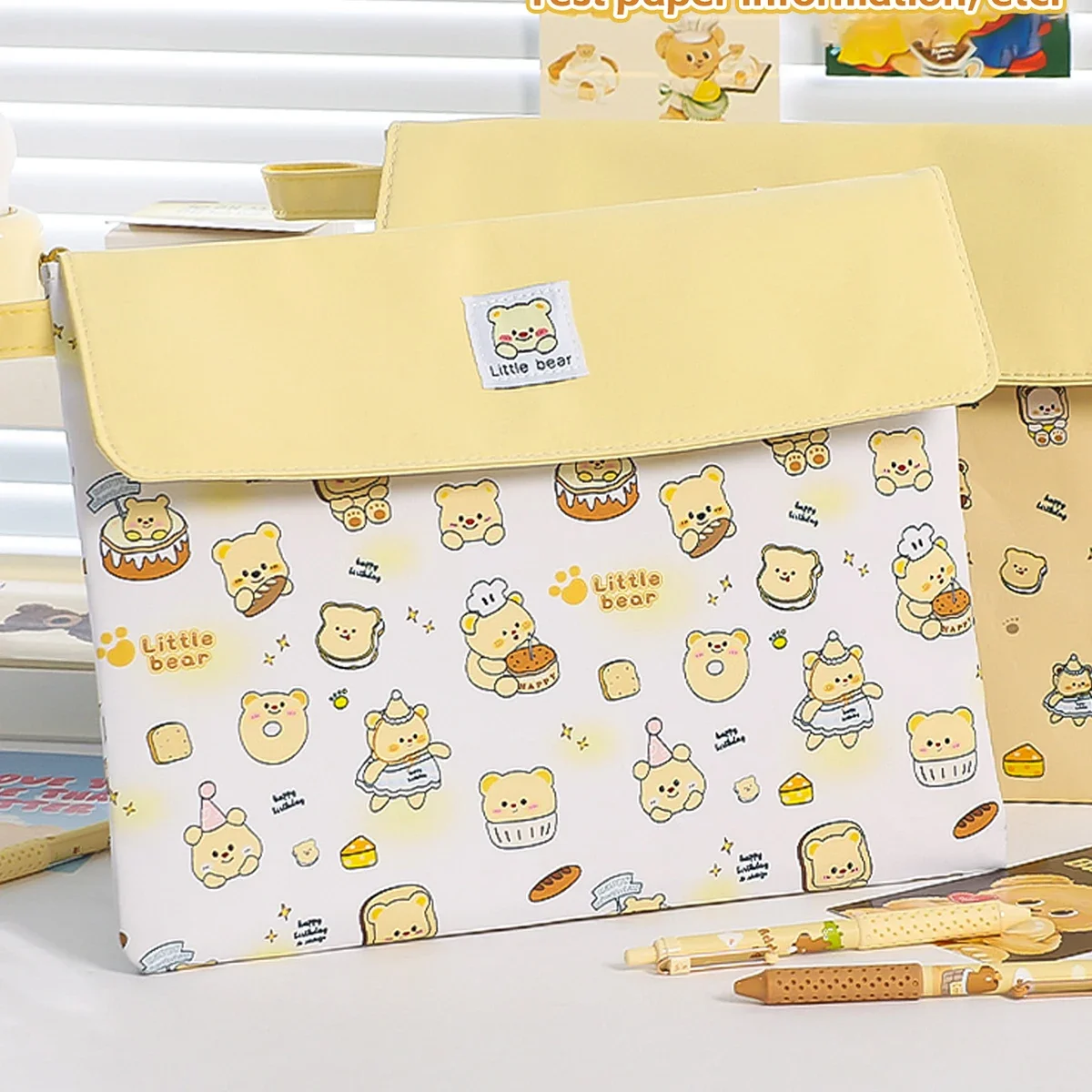 Bolsa de archivo de capibara, bolsa de papelería para estudiantes, bolsa de almacenamiento con cremallera de gran capacidad de alta apariencia de dibujos animados, bolsa de archivo Kapibala para estudiantes ST - imagen 5