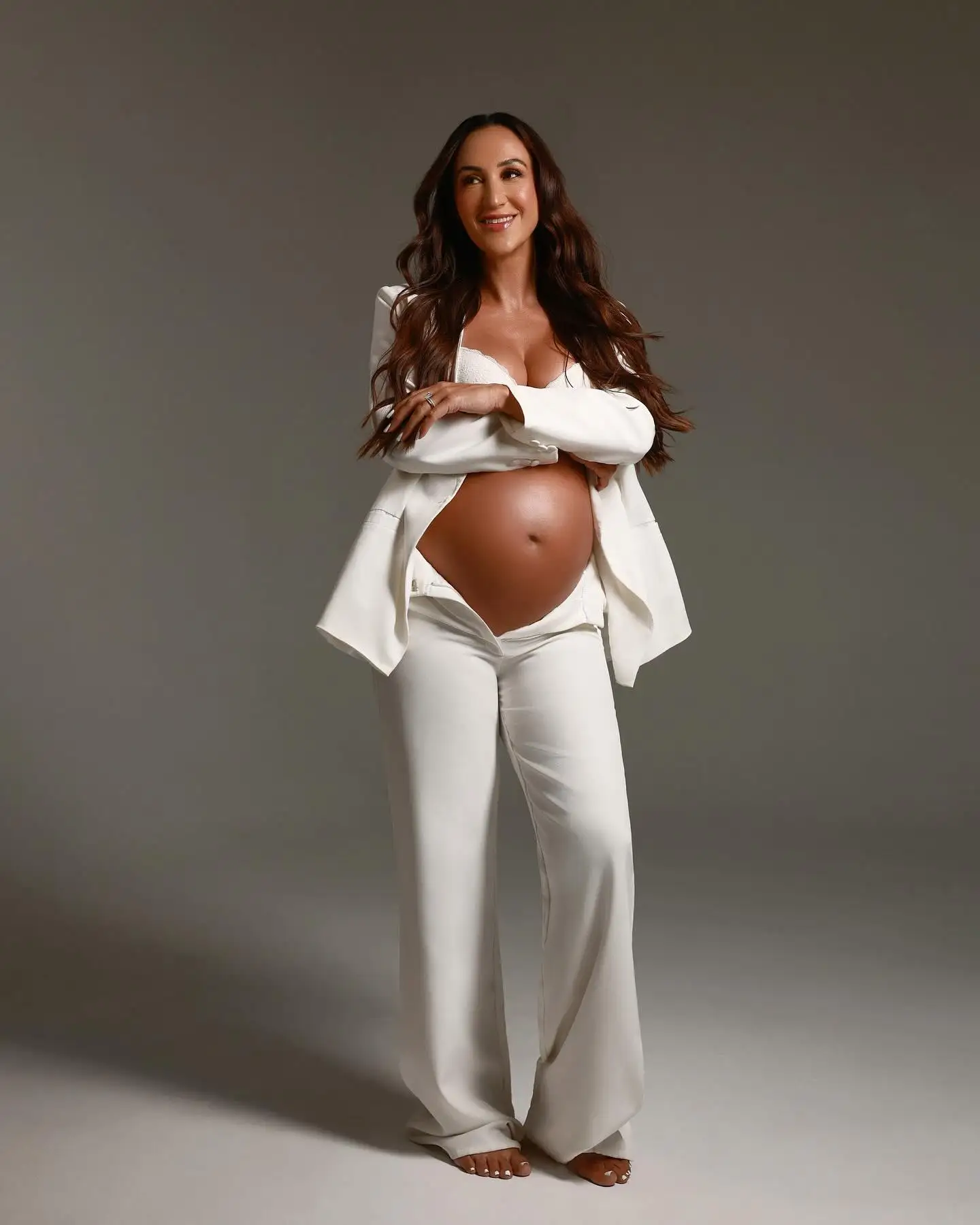 Accesorios de fotografía para maternidad tejidos con flores 3D y fular - imagen 4