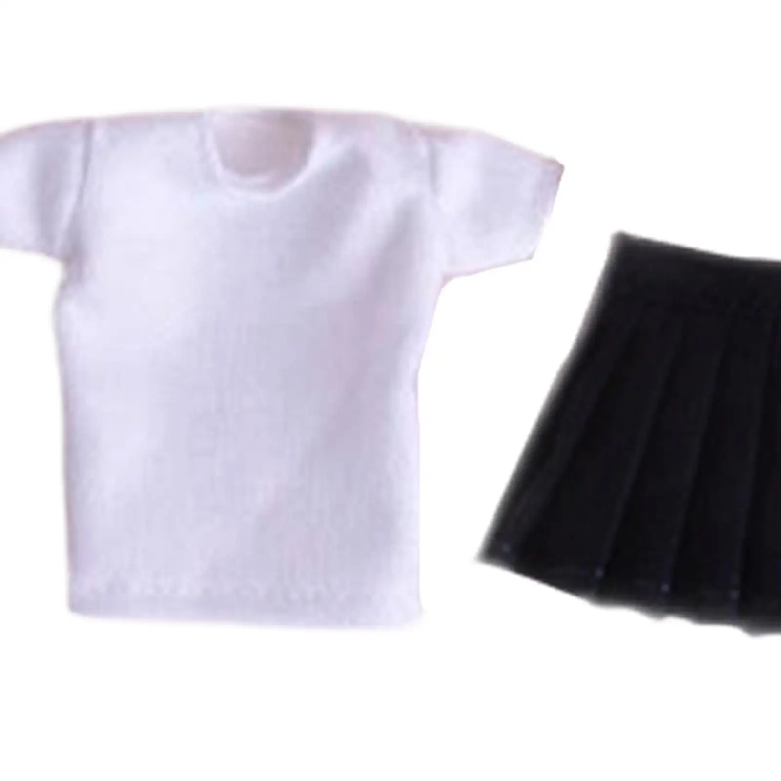 1/12 Scale Doll T Shirt,Action Figure Clothes with Short Skirt,Doll Clothes, Soft Doll Clothing Set Costume for 6 inch Figure