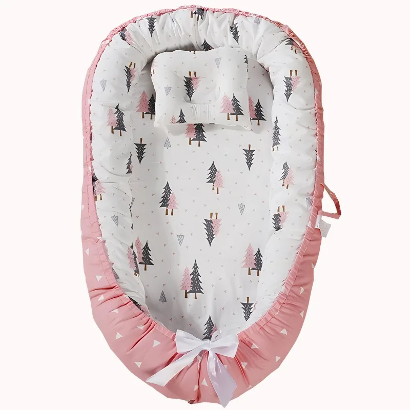Moisés portátil antiarrugas para bebé, cama infantil de algodón lavable para recién nacidos, nido para dormir transpirable de 4 estaciones con núcleo de esponja - imagen 3