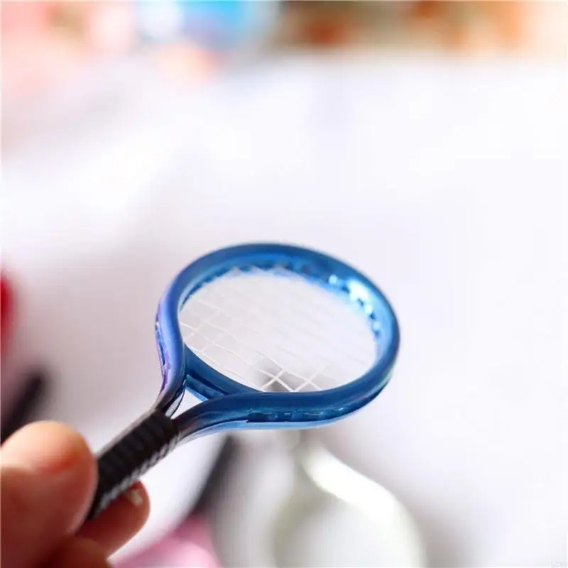 Juego tenis para niños D7YD, con 1 pelota tenis y 1 raqueta, modelo adorno para casa muñecas - imagen 5