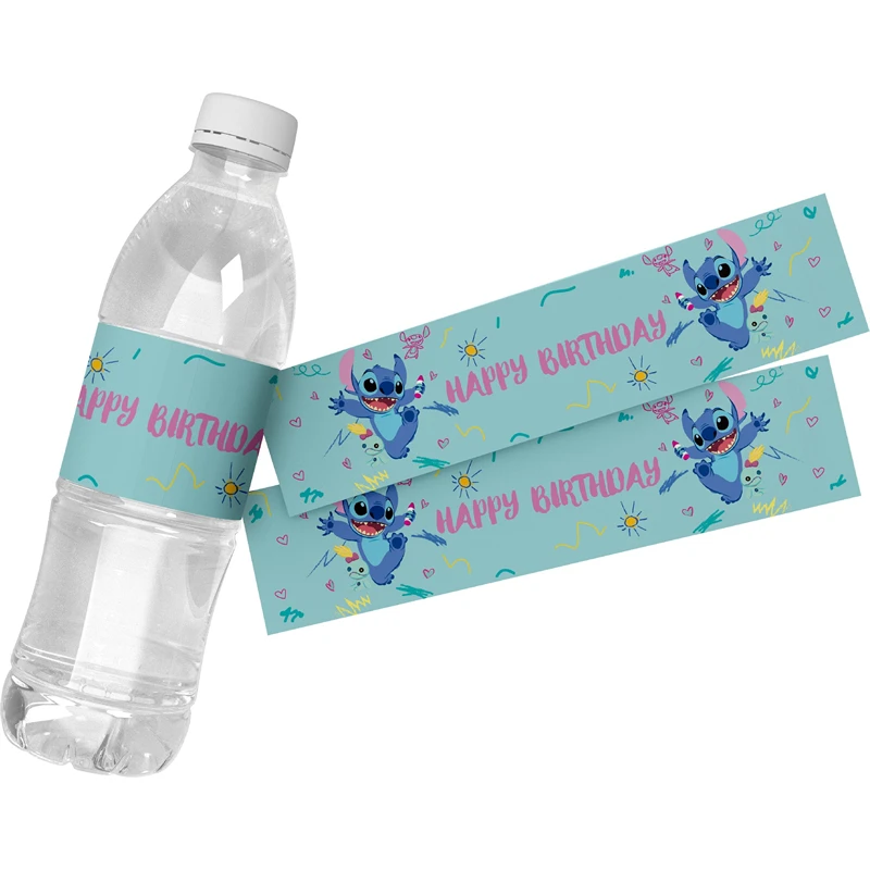 6 uds Lilo & Stitch niños fiesta botella de agua etiquetas de vino pegatinas autoadhesivas envolturas de dulces cumpleaños decoración de Baby Shower - imagen 4
