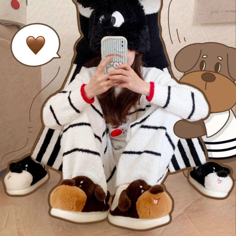 Pantuflas suaves con perro – Zapatillas mullidas invierno - imagen 2