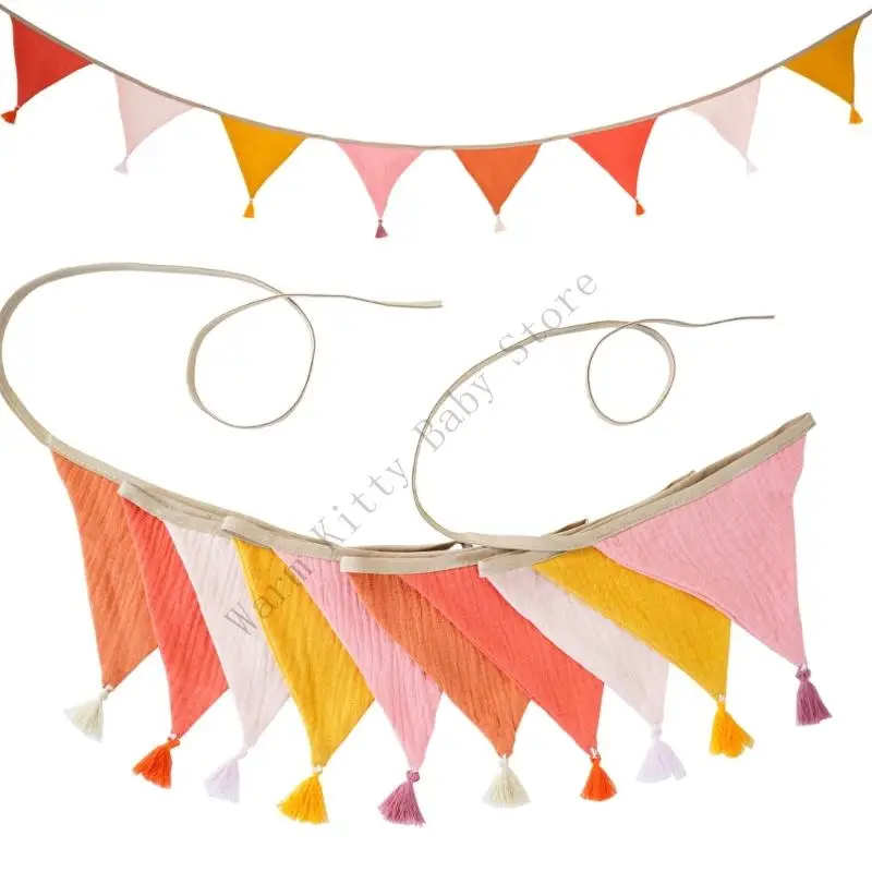 XXFE Guirnalda cumpleaños con borlas – Decoración fiesta infantil - imagen 2