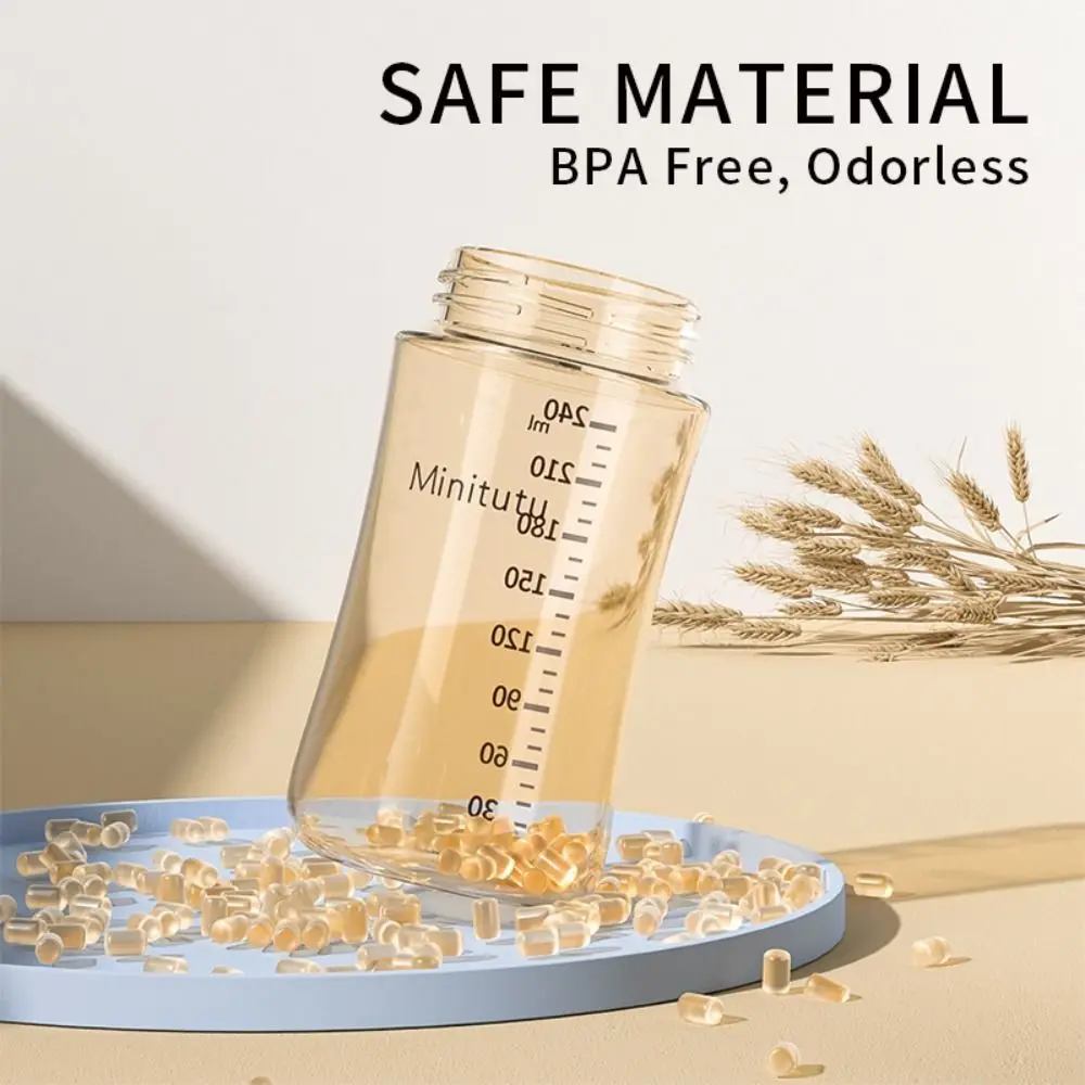 Taza con pajita de alta capacidad de 240ml/300ml, Material PP, botella de lactancia con cuello ancho de 5CM, botella de leche anticólicos sin BPA para bebés y niños - imagen 4