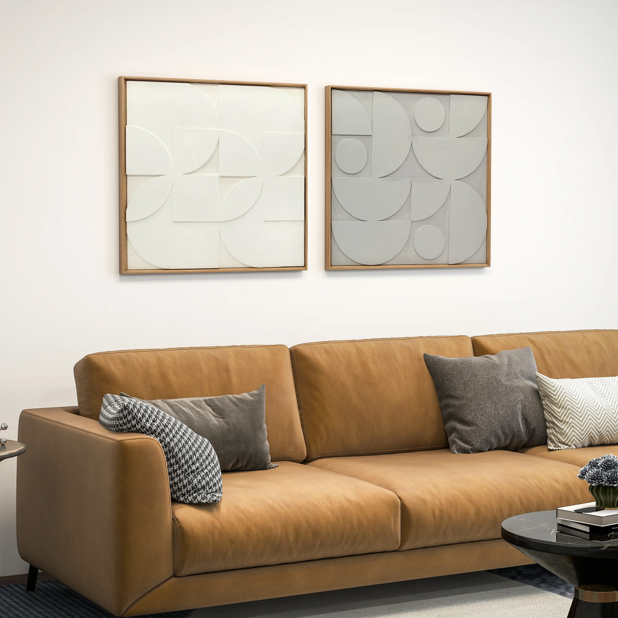 HOMCOM Decoración de Pared de Madera 3D, Juego de 2 Piezas, Adornos de Pared 80 cm con Patrones Geométricos Huecos, Decoración Moderna para Salón, Dormitorio, Pasillo, Blanco - imagen 2